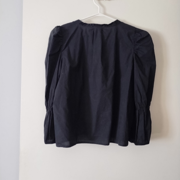 NATION LTD Geneva Romantic Black Pima Cotton Blouse L - Picture 4 of 7